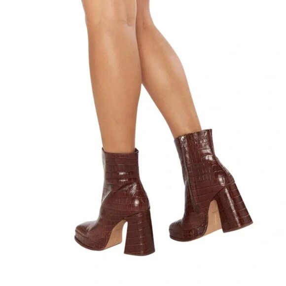 NEW  DOLCE VITA Lochly Leather Heel Booties Walnut for women 663mn - Picture 5 of 14